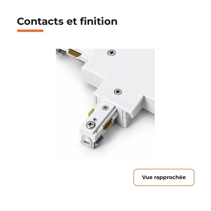Connecteur T Rail Encastrable Monophasé Blanc