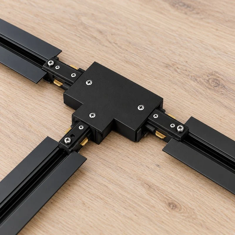 Connecteur T Rail Encastrable Monophasé Noir