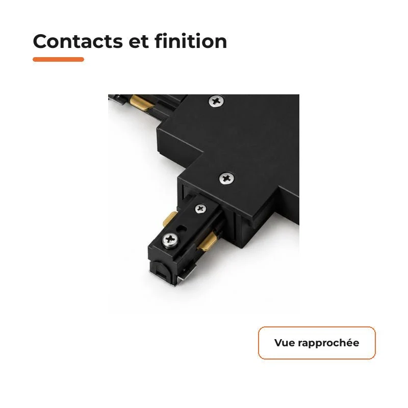 Connecteur T Rail Encastrable Monophasé Noir