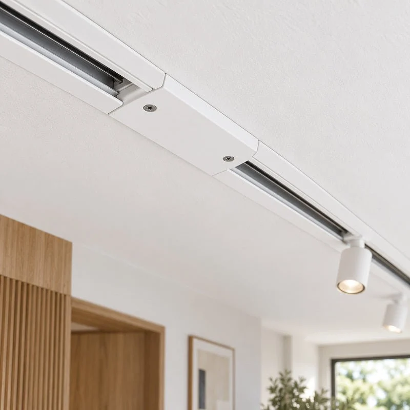 Connecteur Droit Rail Encastrable Monophasé Blanc