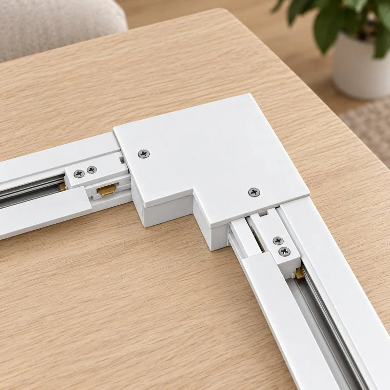 Connecteur L Rail Encastrable Monophasé Angle 90° Blanc