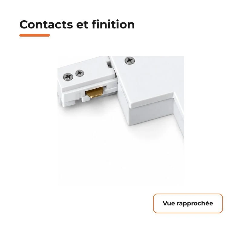 Connecteur L Rail Encastrable Monophasé Angle 90° Blanc