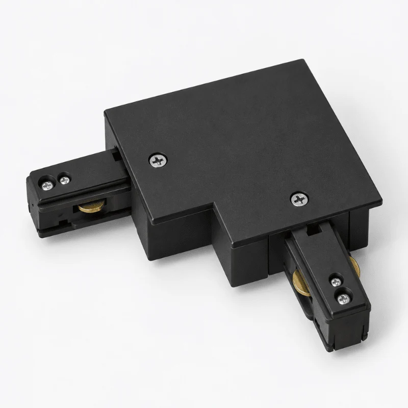 Connecteur L Rail Encastrable Monophasé Angle 90° Noir
