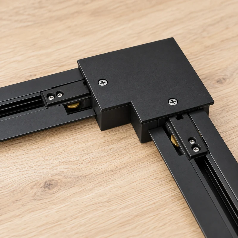 Connecteur L Rail Encastrable Monophasé Angle 90° Noir