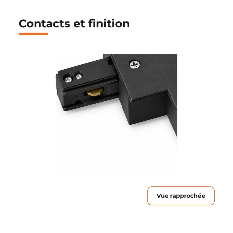 Connecteur L Rail Encastrable Monophasé Angle 90° Noir