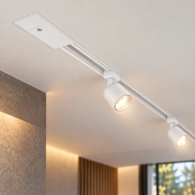 Connecteur d'Alimentation pour Rail Encastrable Triphasé Blanc