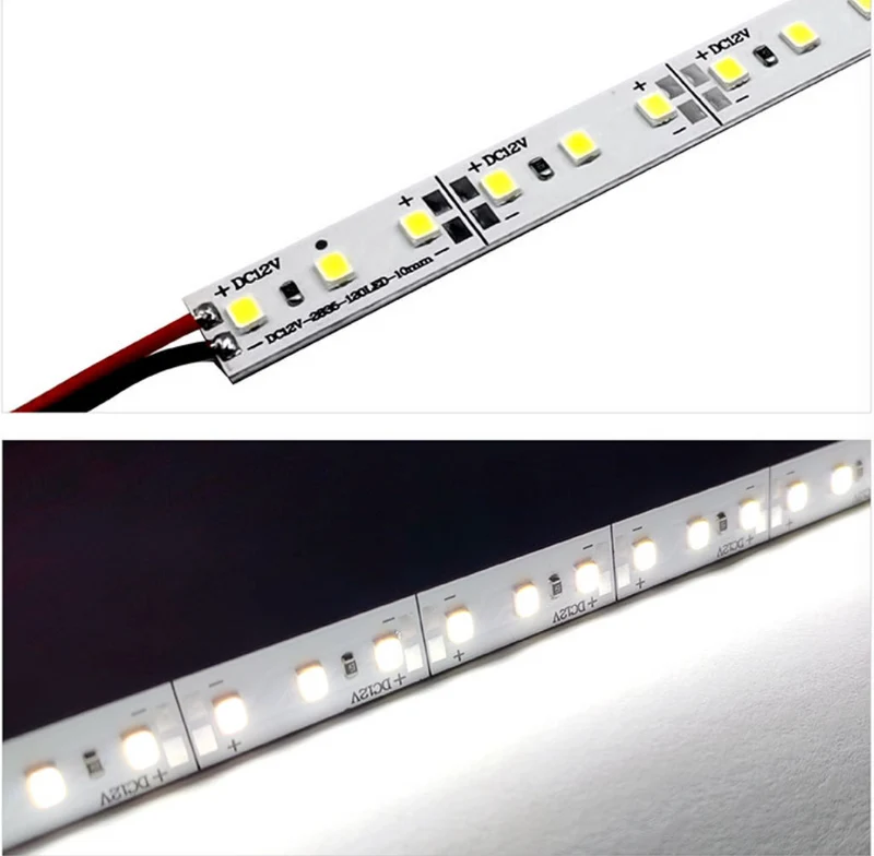 SMD2835 10MM Wide Rigid LED Strip Light – DC12V / 24V | 10mm PCB | 12W/M | 120 LEDs/M | 1Meter Length | Warm White / Natural White / Daylight White / Cool White / Blue / Red / Green | High Brightness Indoor Lighting | 10 / 50PCS