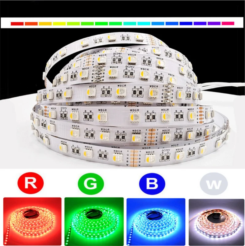 DC12V RGBW/RGBWW LED Strip Light - 12mm PCB | 4-In-1 SMD5050 60 LEDs/M | Non-Waterproof | for Mirror, Kitchen Cabinet, Bedroom | 5/50M