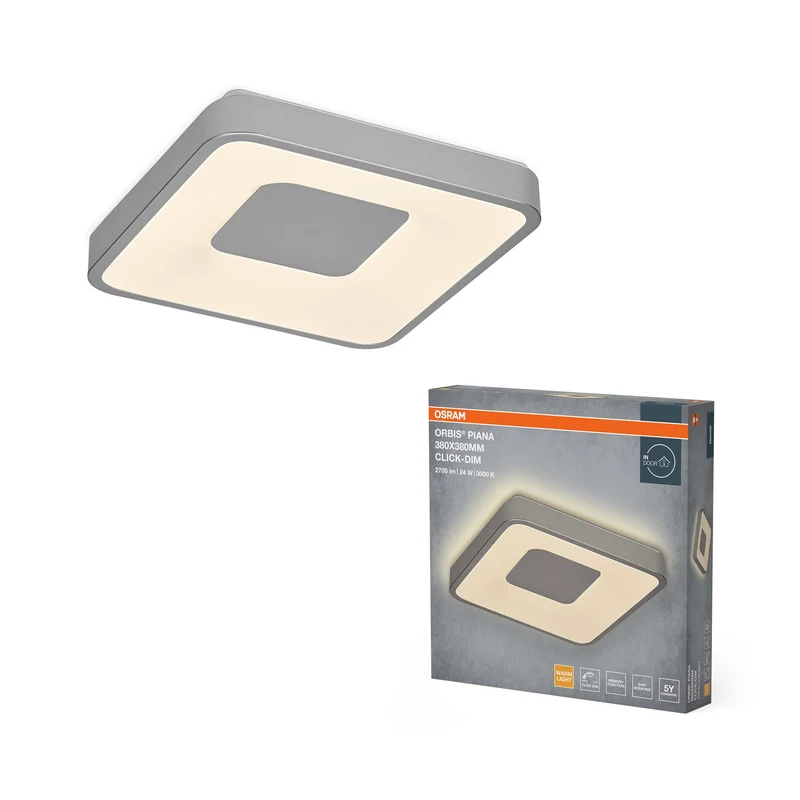 OSRAM Orbis Piana 380x380 mm 24W 830 Dimmable Click Argent