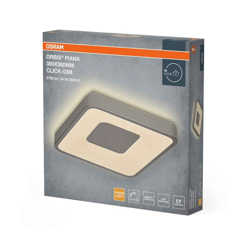 OSRAM Orbis Piana 380x380 mm 24W 830 Dimmable Click Argent