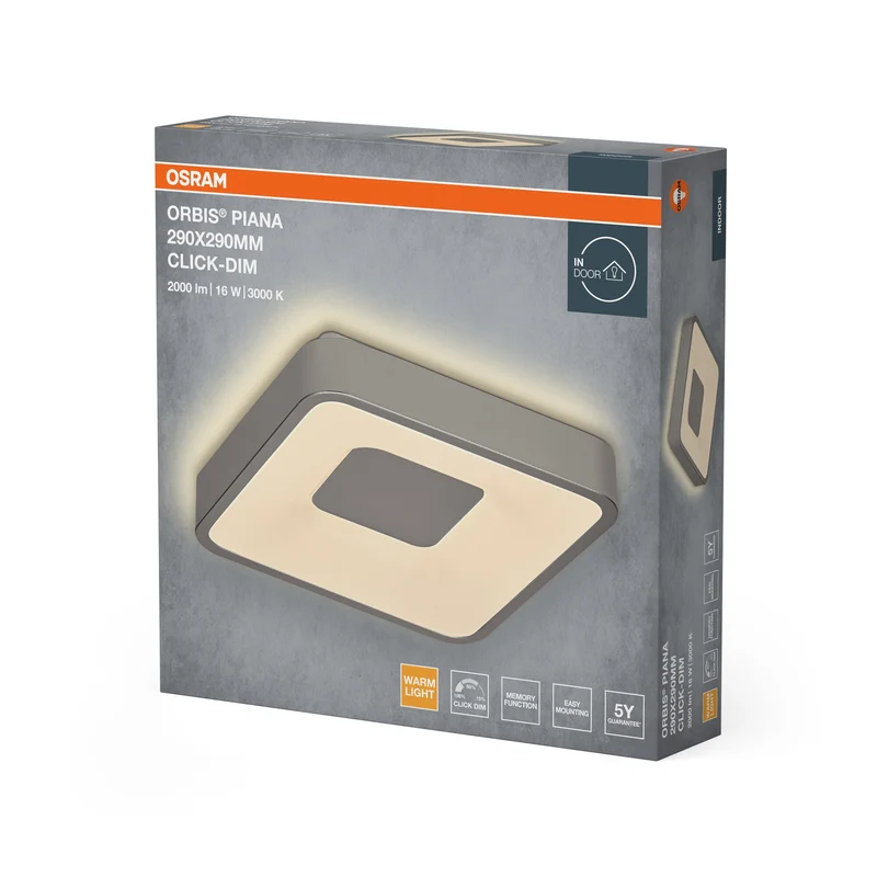 OSRAM Orbis Piana 290x290 mm 16W 830 Dimmable Click Argent