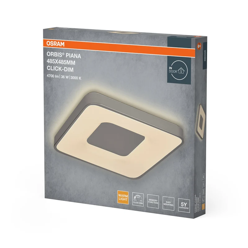 OSRAM Orbis Piana 485x485 mm 36W 830 Dimmable Click Argent