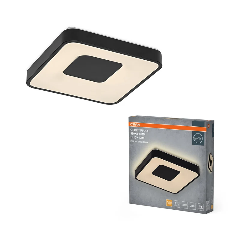 OSRAM Orbis Piana 380x380 mm 24W 830 Dimmable Click Noir