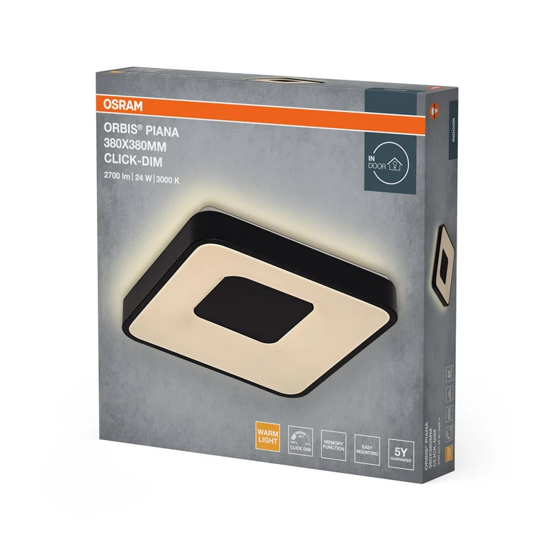 OSRAM Orbis Piana 380x380 mm 24W 830 Dimmable Click Noir