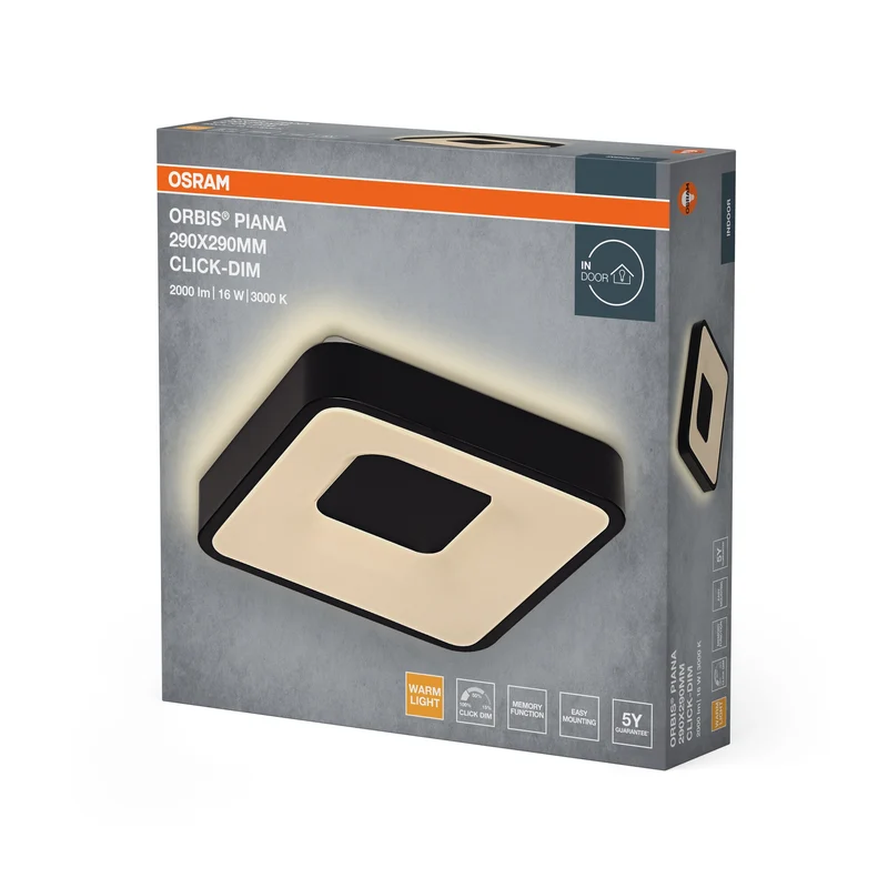 OSRAM Orbis Piana 290x290 mm 16W 830 Dimmable Click Noir