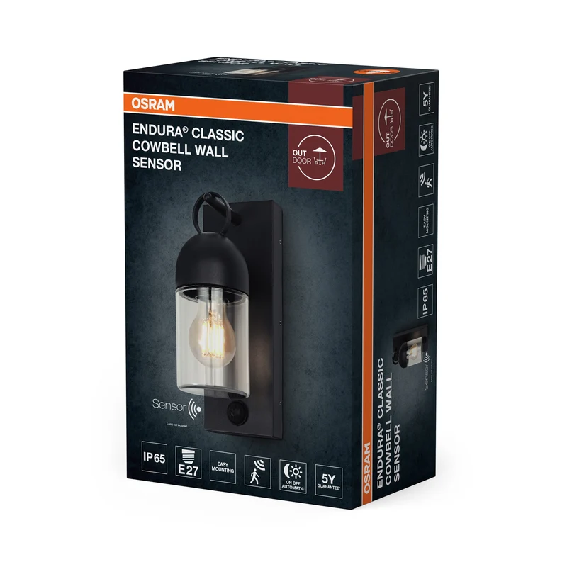 OSRAM ENDURA® Classic Cowbell Applique murale extérieure IP65 avec capteur E27 Gris foncé