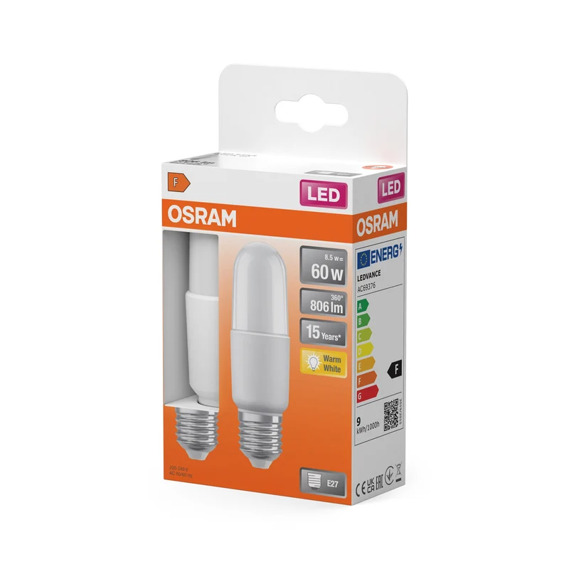 OSRAM LED PCR CLASSIC Ampoule stick 8,5W 827 Mate E27