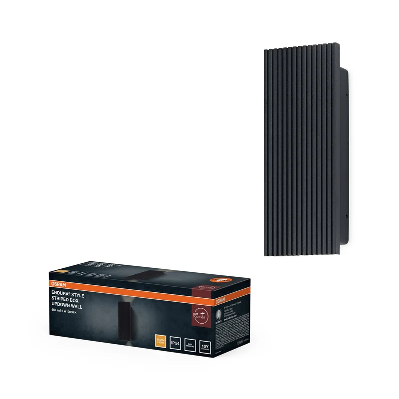 OSRAM ENDURA® Style Applique murale extérieure Striped Box Up-Down 6W IP54 Gris foncé