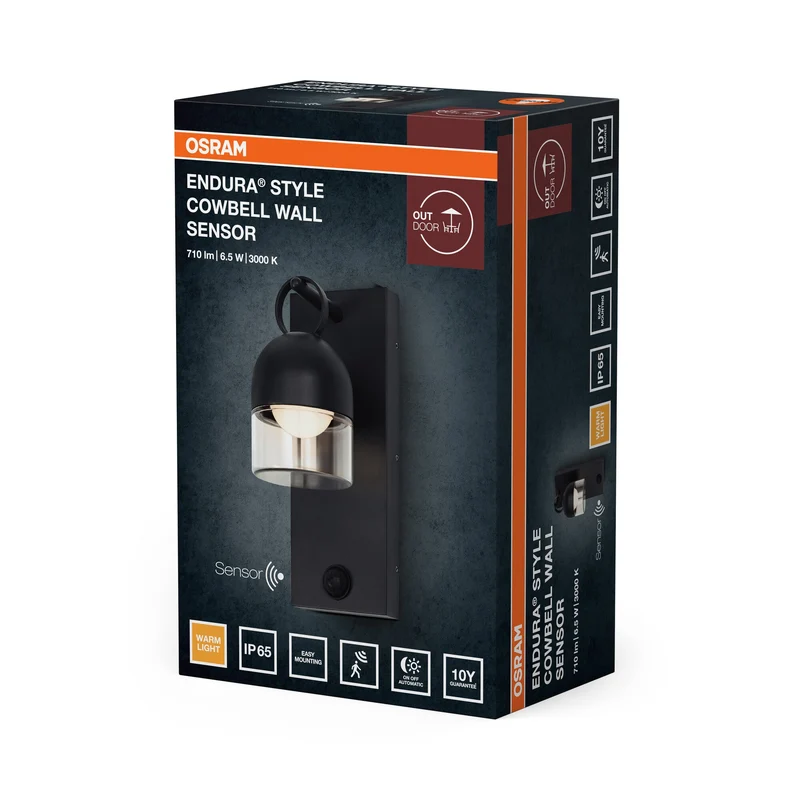 OSRAM ENDURA® Style Applique murale extérieure Cowbell IP65 avec capteur 6W Gris foncé