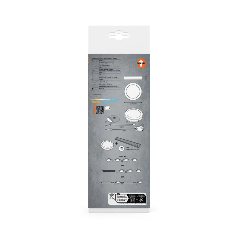 OSRAM Luminaire sous meuble Flexus Spot 9,8W CCT dimmable Noir