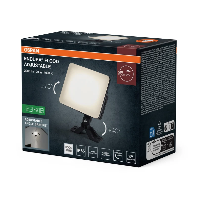 OSRAM ENDURA® Projecteur extérieur réglable 20W 840 Noir
