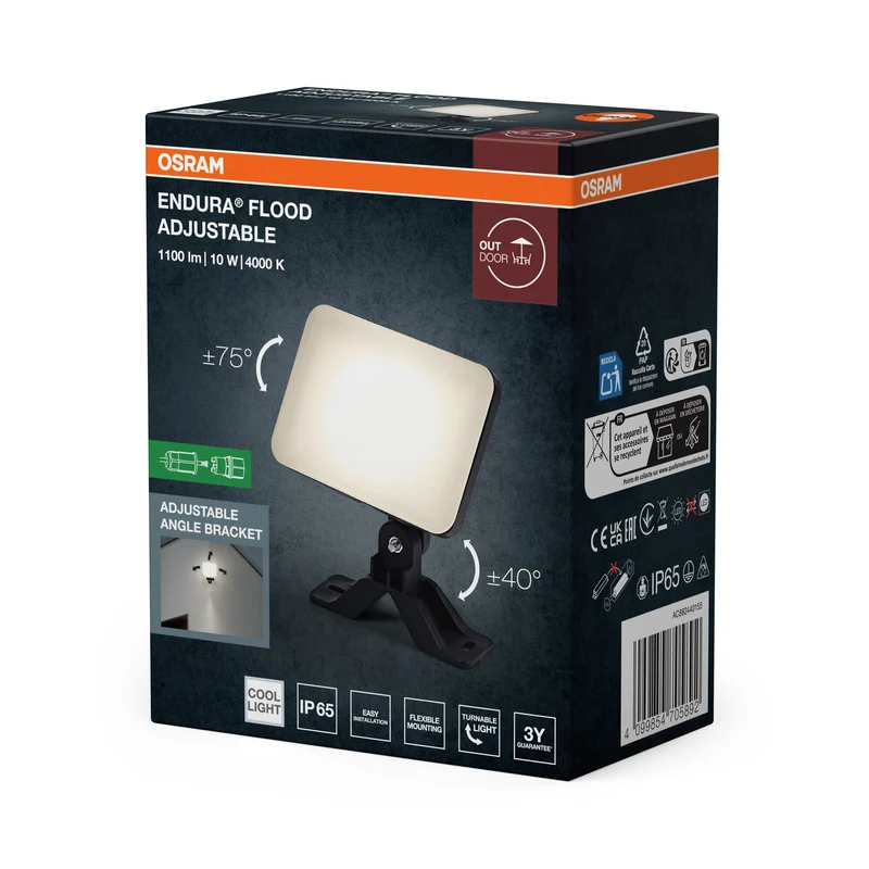 OSRAM ENDURA® Projecteur extérieur réglable 10W 840 Noir