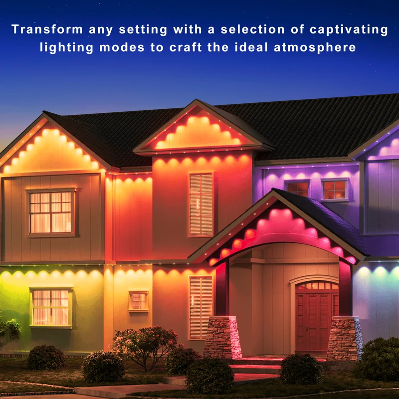 LightingWill OL1 Permanent Outdoor Lights, 50FT/100FT, with Multiple Lighting Modes for Eaves, Gardens, Porches & Outdoor Spaces, LED Soffit Lights, Exterior Eave Lights & House Eave Lights