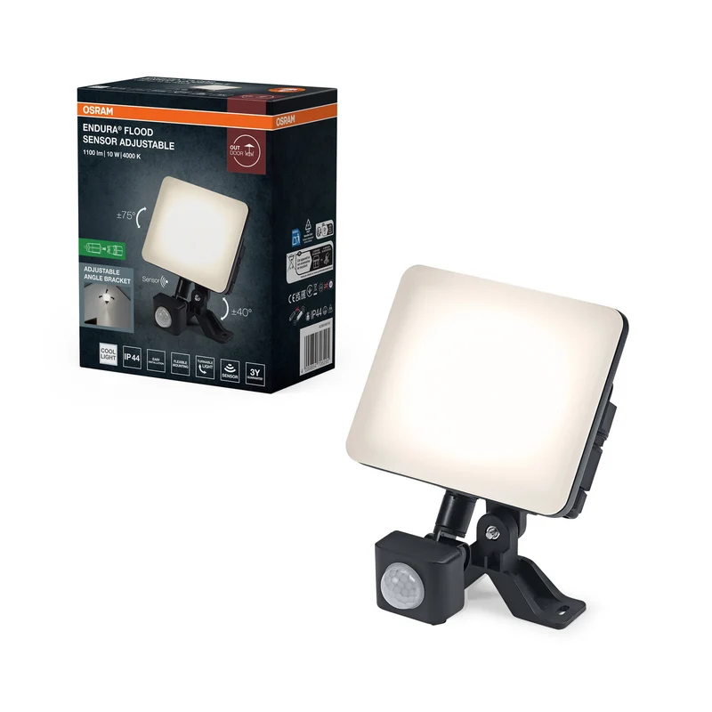 OSRAM ENDURA® Projecteur extérieur réglable avec capteur 10W 840 Noir