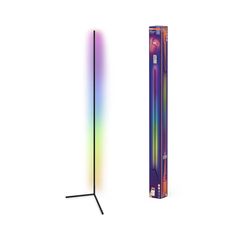 OSRAM Matter SMART+ Lampadaire d'angle mince, avec télécommande, noir, 2000 mm, RVB + blanc réglable (TW)