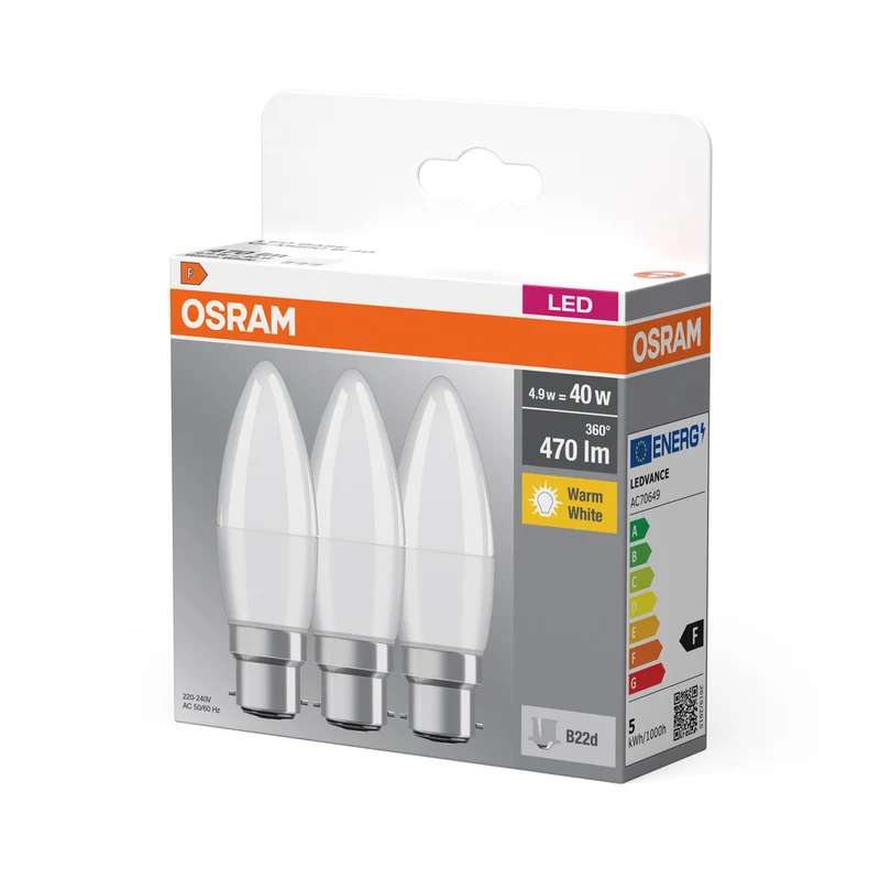 OSRAM LED BASE CLASSIC B 4.9W 827 Givré B22d