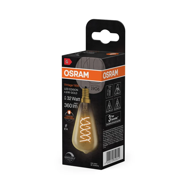 Vintage 1906 LED CLASSIQUE EDISON DIM 4.8W 822 Or E14 2