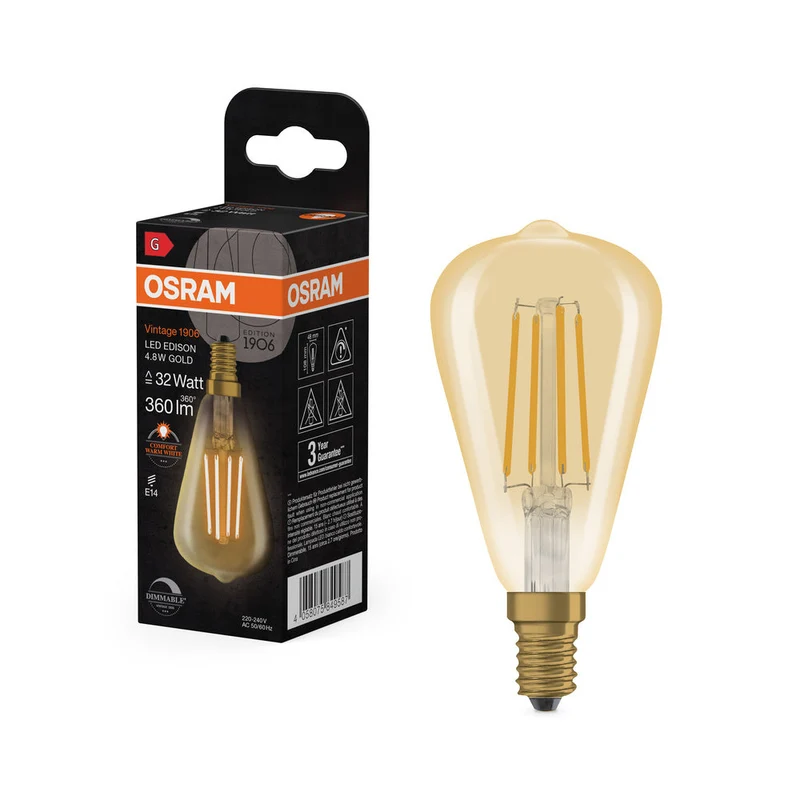 Vintage 1906 LED CLASSIQUE EDISON DIM 4.8W 822 Or E14 1