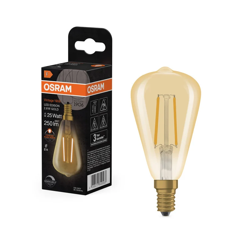 Vintage 1906 LED CLASSIQUE EDISON DIM 2.8W 822 OR E14 1