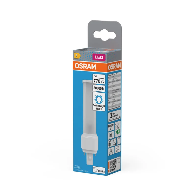 OSRAM DULUX LED D EM & ALIMENTATION SECTEUR 7W 865 G24D-2