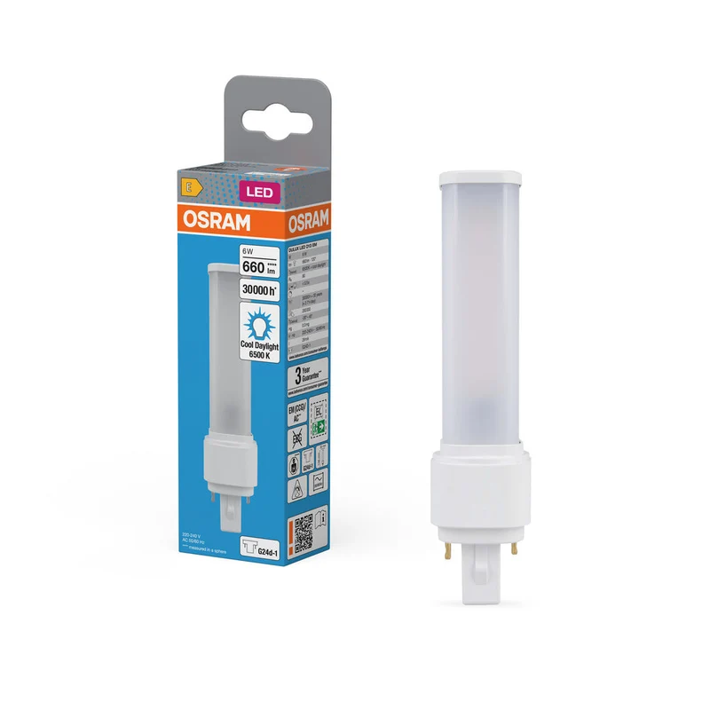 OSRAM DULUX LED D EM & ALIMENTATION SECTEUR 6W 865 G24D-1