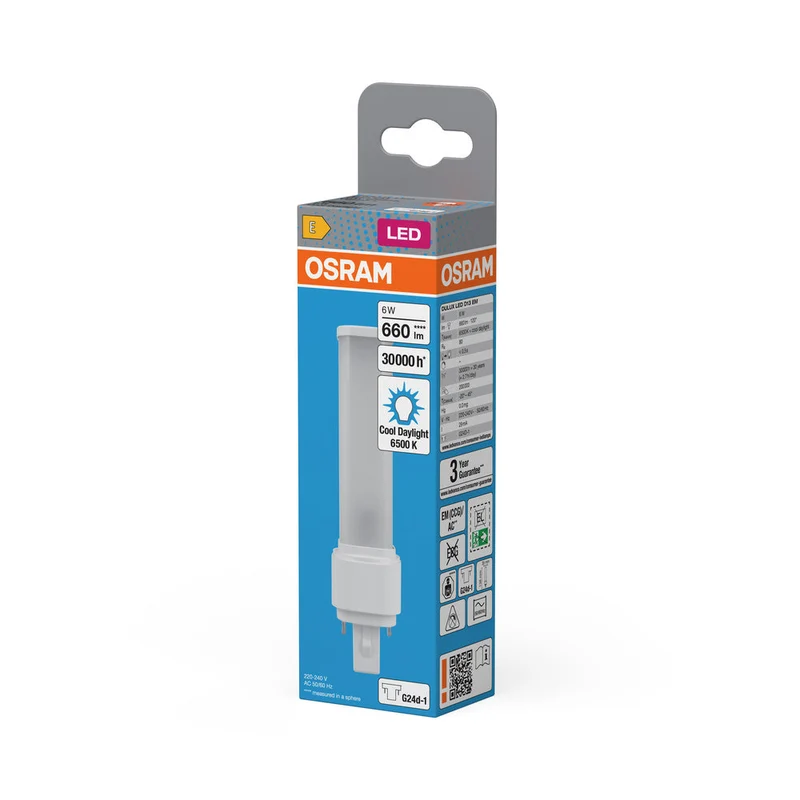 OSRAM DULUX LED D EM & ALIMENTATION SECTEUR 6W 865 G24D-1