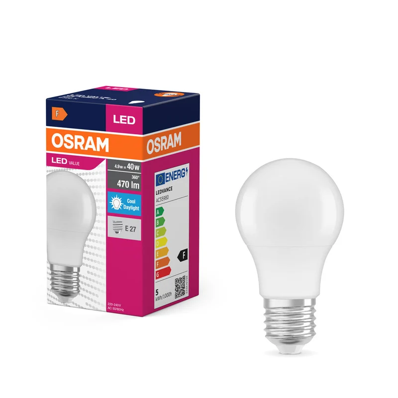 LED VALUE CLASSIC A 4.9W 865 Givré E27