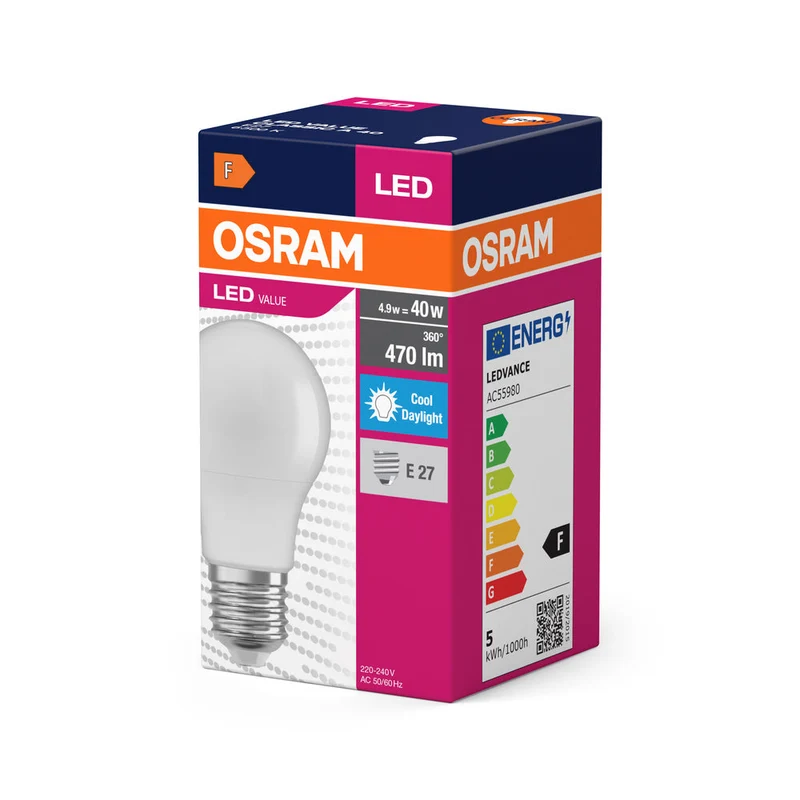 LED VALUE CLASSIC A 4.9W 865 Givré E27