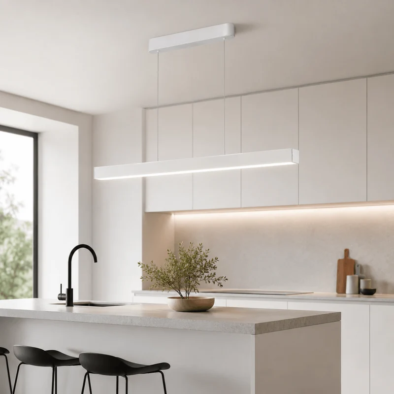 Suspension Linéaire LED 40W CCT Éclairage Haut et Bas Blanc 120cm