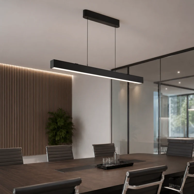 Suspension Linéaire LED 40W CCT Éclairage Haut et Bas Noir 120cm