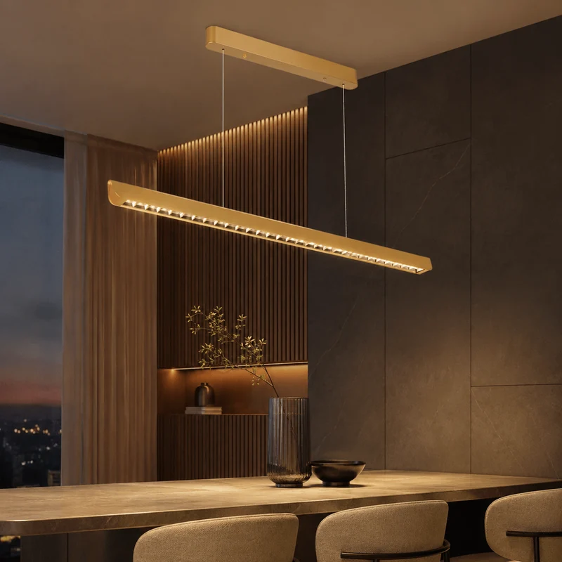 Suspension Linéaire LED 36W CCT Faisceau Concentré 60° Or 120cm