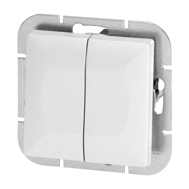 Interrupteur Mural Double Encastré 10A - Blanc mat