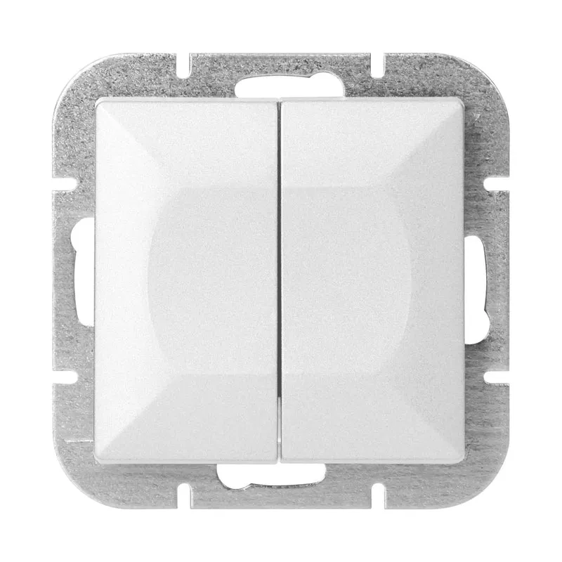Interrupteur Mural Double Encastré 10A - Blanc mat