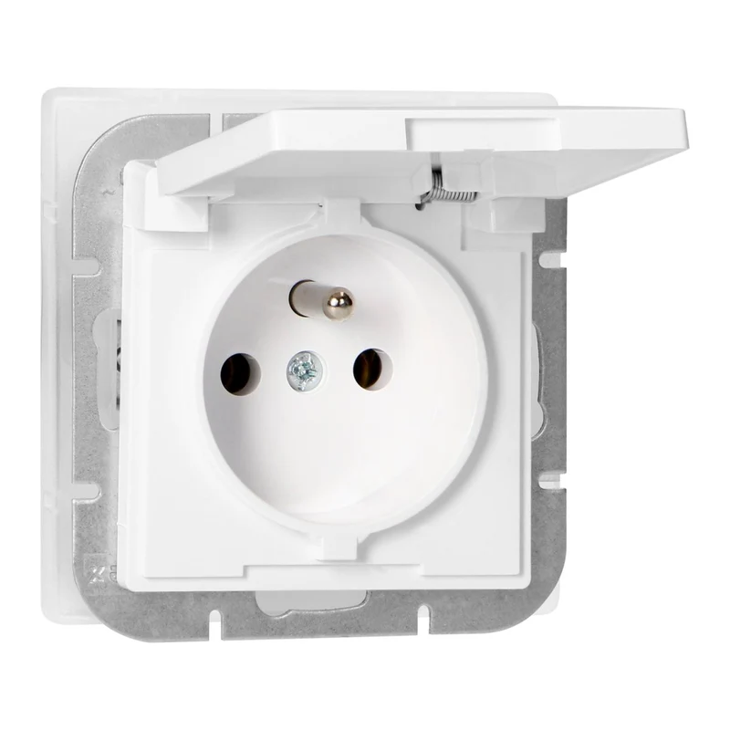 Prise Encastrée 2P+T 16A 250V avec Clapet - Blanc