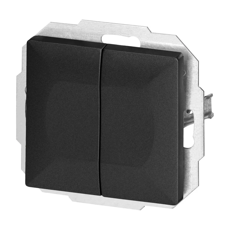 Interrupteur Mural Va-et-Vient Double Encastré 10A 250V - Noir