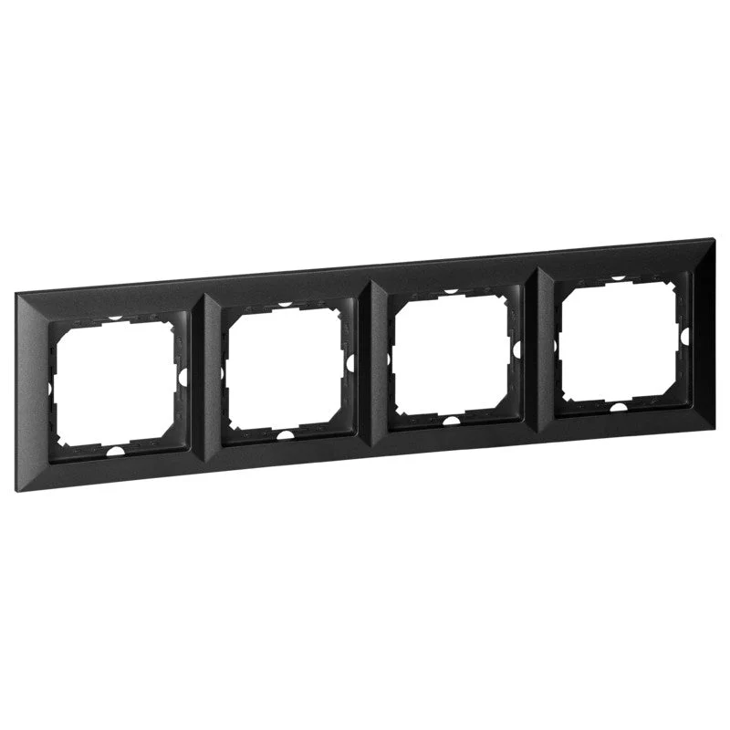 Plaque de Finition Quatre Emplacements - Noir