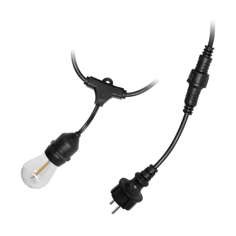 Guirlande Guinguette LED 220V 10M avec 10 Ampoules E27 1W Raccordable - Blanc Chaud 2300K - 3500K