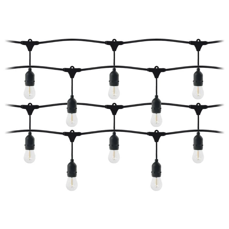 Guirlande Guinguette LED 220V 20M avec 10 Ampoules E27 1W Raccordable - Blanc Chaud 2300K - 3500K