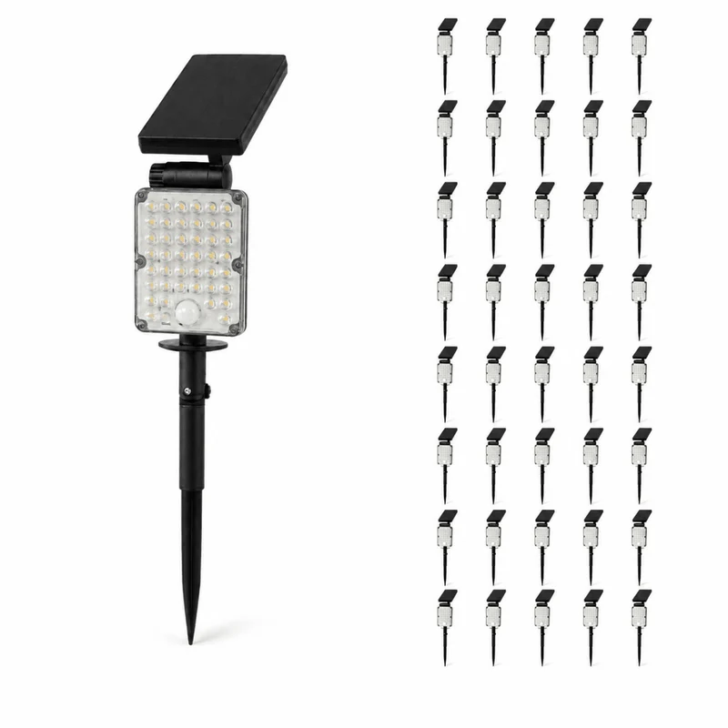 Pack de 40 - Spot LED Extérieur 3-CCT à Piquer IP65 Solaire 8W 1150lm 144lm/W avec Détecteur