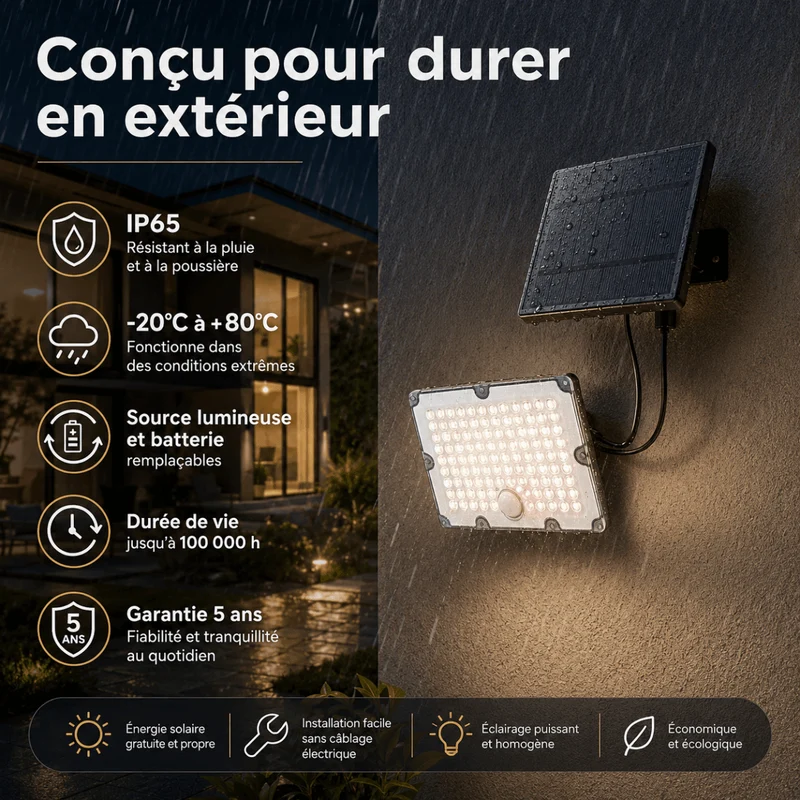 Pack de 40 - Projecteur Led Solaire Extérieur 9W IP65 3-CCT Détecteur de Lumière et de Mouvement